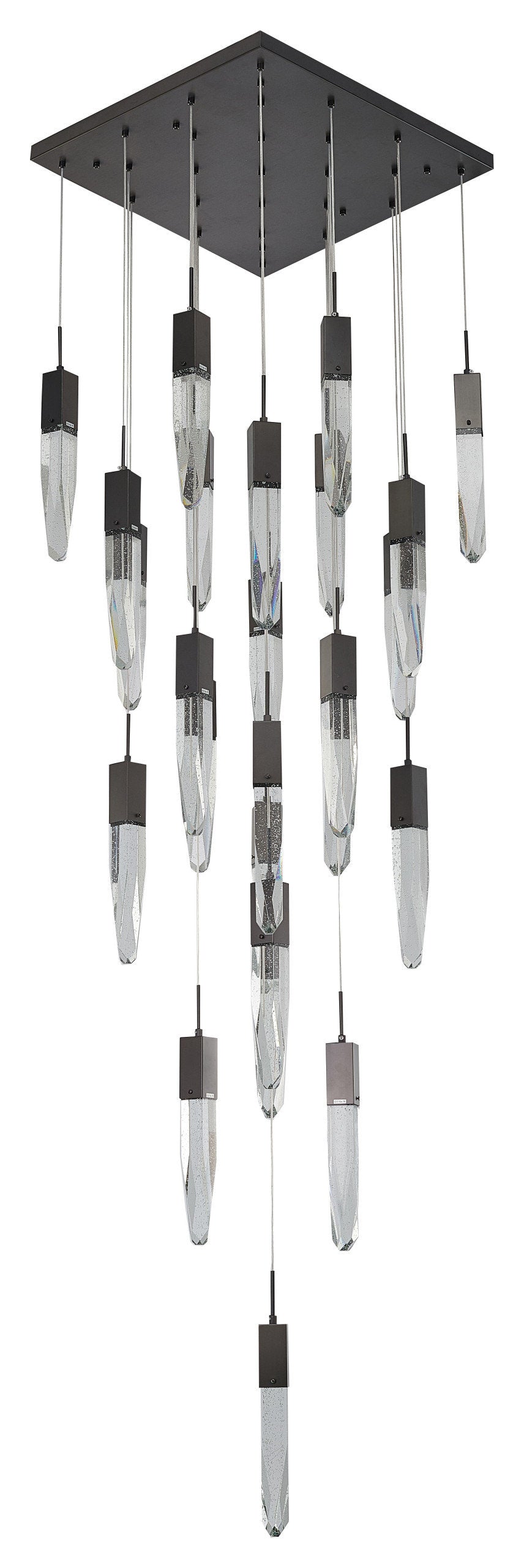 Black Multi-Tiered Linear Chandelier with Crystal Accents, Matte BlackBy Design Living