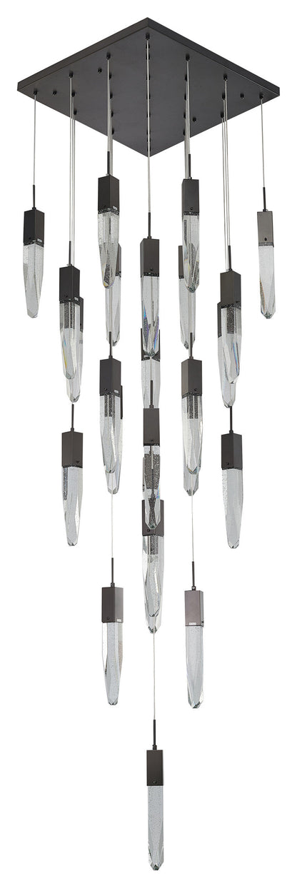Black Multi-Tiered Linear Chandelier with Crystal Accents, Matte BlackBy Design Living
