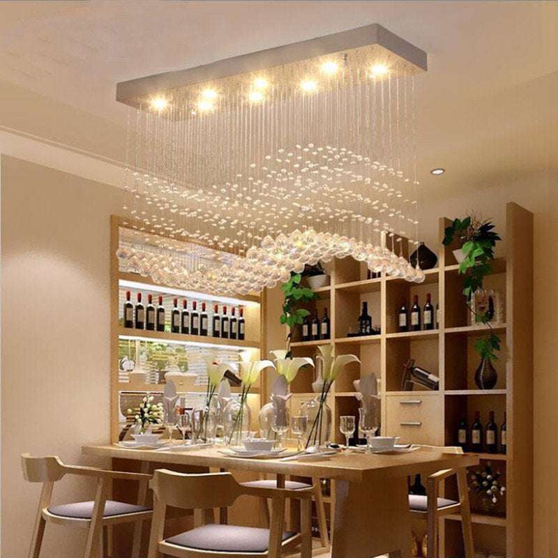 Agropoli | Luxury Rectangle LED Crystal Lamp for Dining Room, L47.2xw9.8xh39.4", Warm LightBy Miron Demid LLC