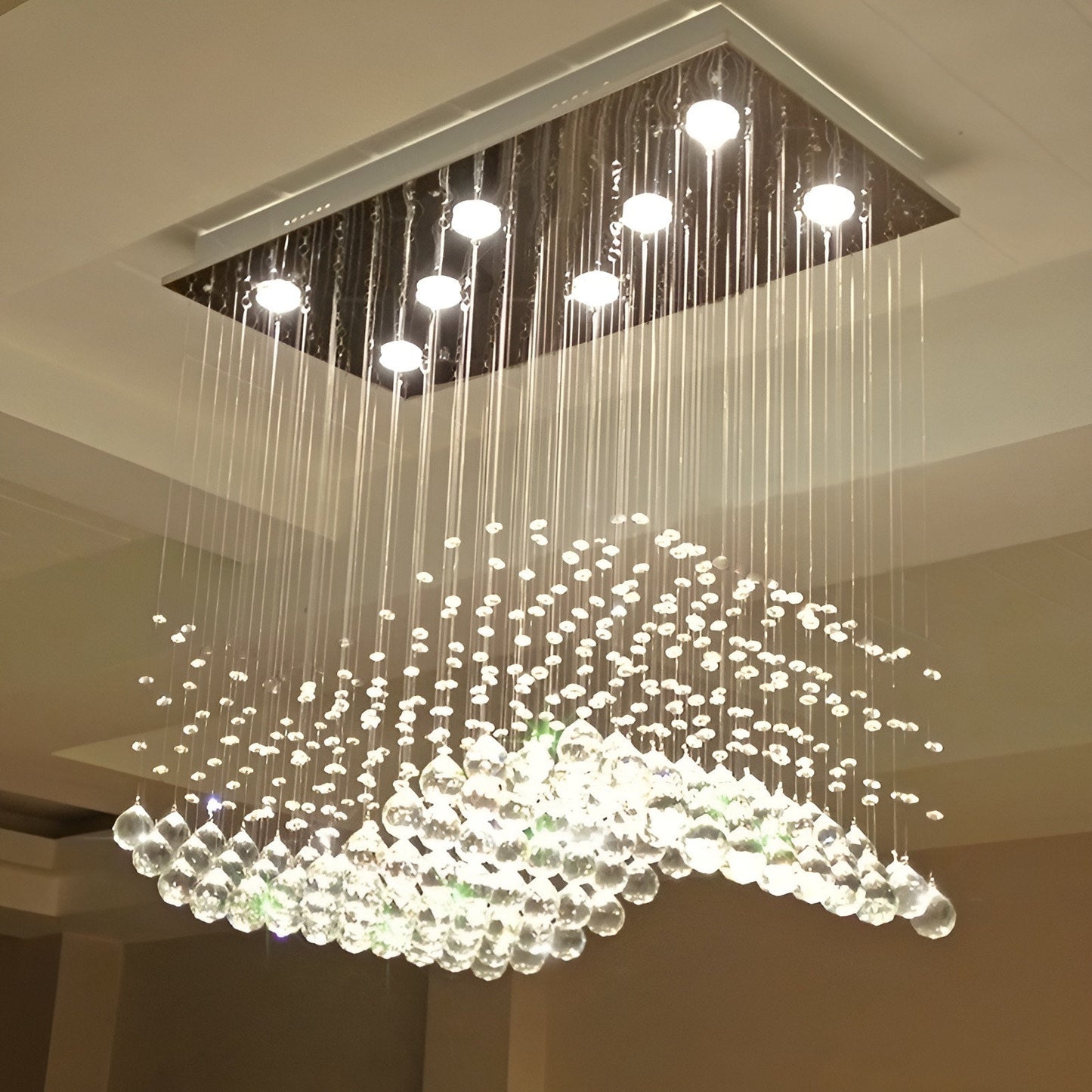 Agropoli | Luxury Rectangle LED Crystal Lamp for Dining Room, L39.4xw9.8xh39.4", Warm LightBy Miron Demid LLC