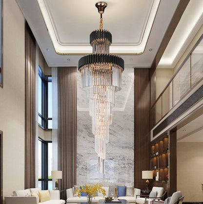 Art Deco | Black and Gold Crystal Chandelier for Hall and Staircase, Black, 27.6'', Non-Dimmable, Warm LightBy Miron Demid LLC
