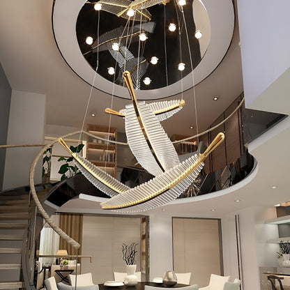 Cagnes-sur-Mer | Crystal Gold Leaves Pendant Chandelier, 6 LeavesBy Miron Demid LLC