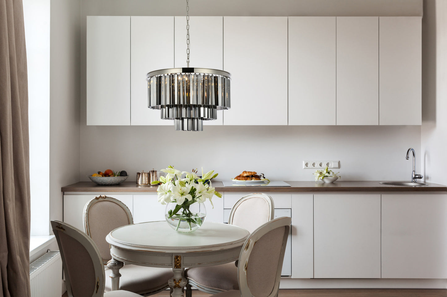Elegant Lighting 1201D26-SS/RC Sydney 9 Light 26"W Crystal - Polished NickelBy Elegant Furniture & Lighting