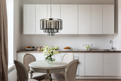 Elegant Lighting 1201D26-SS/RC Sydney 9 Light 26"W Crystal - Polished NickelBy Elegant Furniture & Lighting