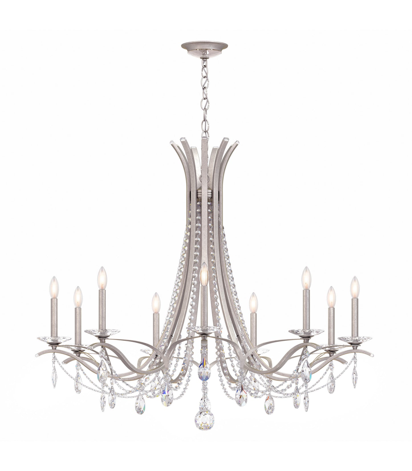 Schonbek Va8339N-48S 9 Light Crystal Chandelier, Antique SilverBy Schonbek