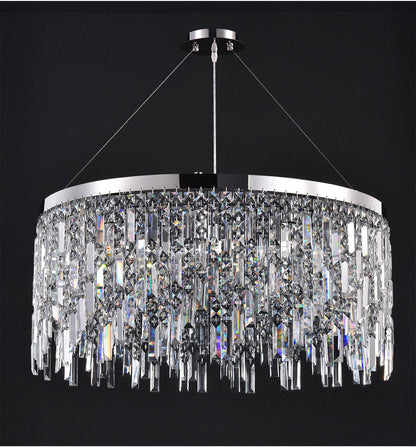 Inveruno | Modern Drum LED Silver Crystal Chandelier for Living Room, Kitchen, Dia39.4"/ Dia100cm, Warm Light, DimmableBy Miron Demid LLC