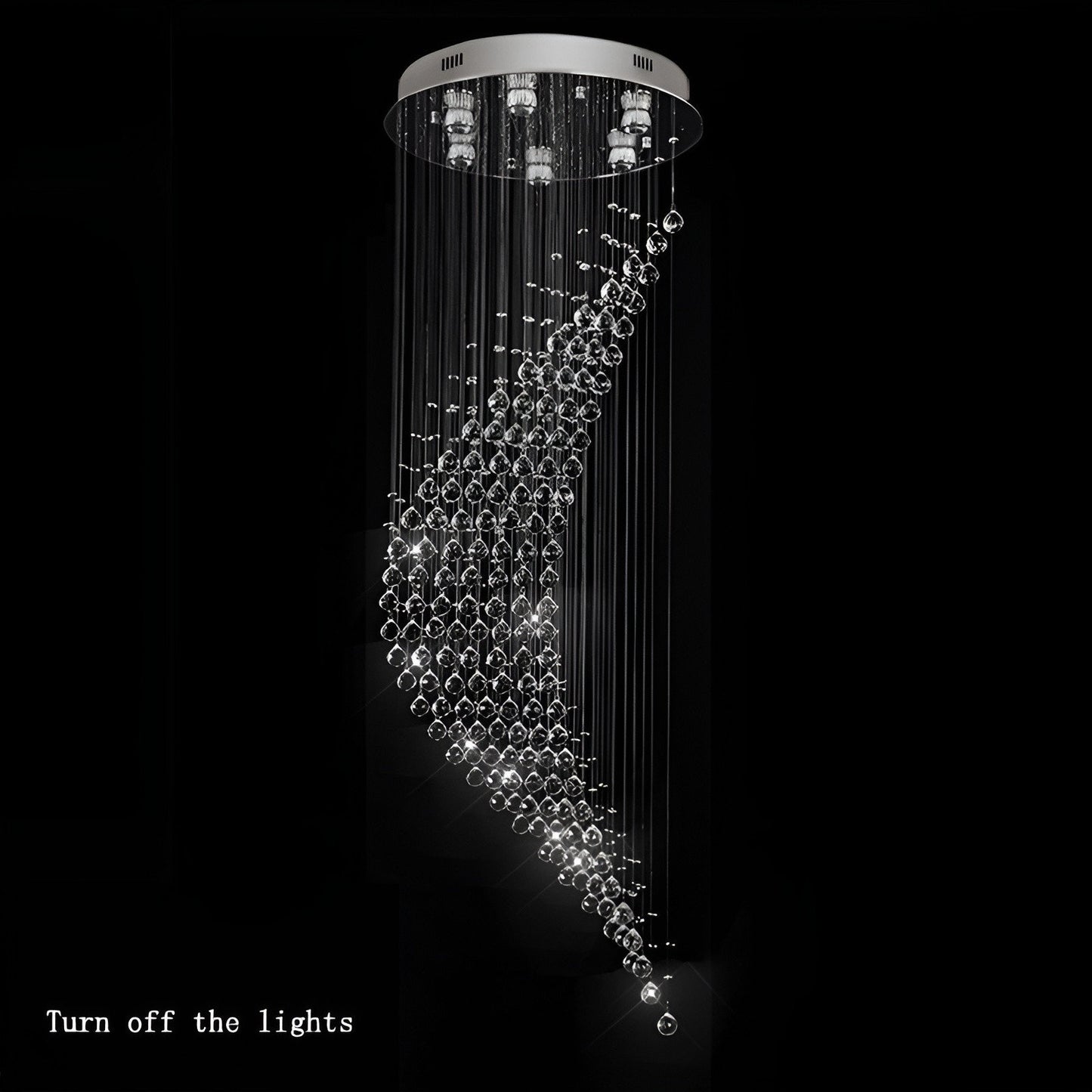 La Turbie | Duplex Spiral Moon Staircase Crystal Chandelier, 31.5"By Miron Demid LLC