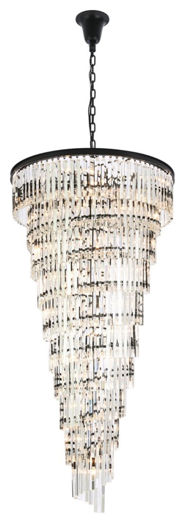 Sydney 36.5" Spiral Crystal Chandelier, Matte BlackBy Elegant Furniture & Lighting