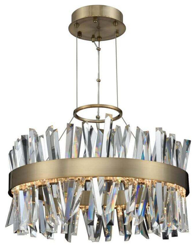 Allegri Glacier LED Chandelier, Brushed Champagne Gold, 25.00By Allegri Crystal by Kalco Lighting