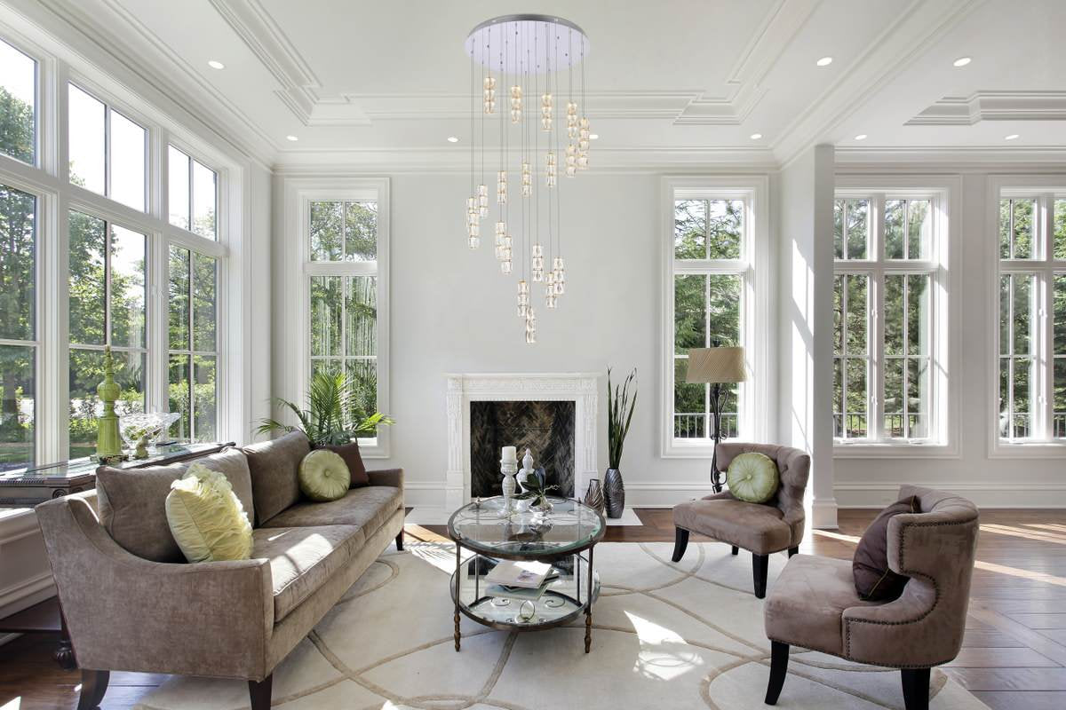 Elegant Lighting Polaris 38" Led Chandelier in ChromeBy Elegant Furniture & Lighting