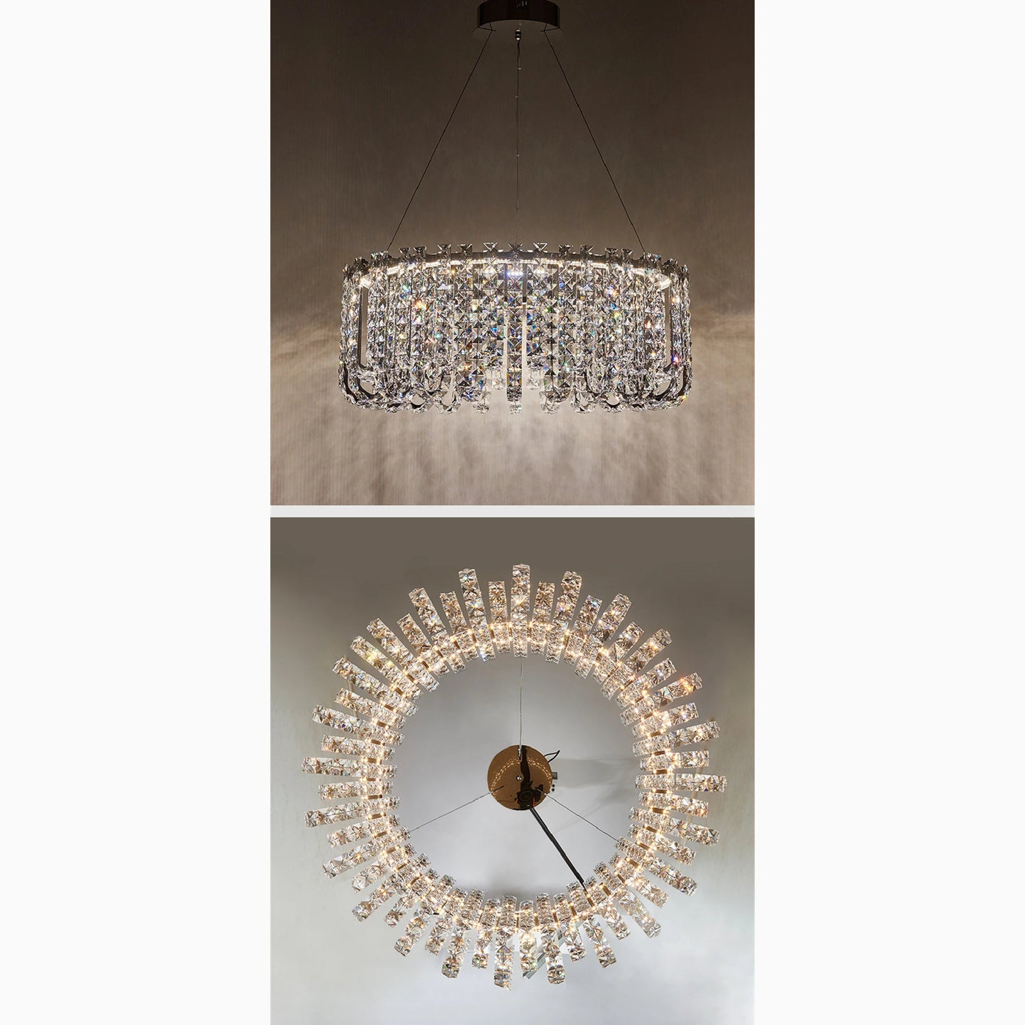 Cagnano Amiterno | Posh Large LED Crystal Pendant Chandelier, 1 Layer Large -Dia39.4", Cool LightBy Miron Demid LLC