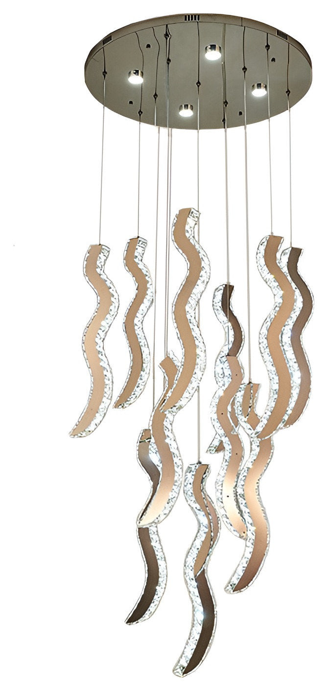 Menaggio | Gold Crystal Wave Light Fixture, Gold, 47.2'' (17 Lights)By Miron Demid LLC