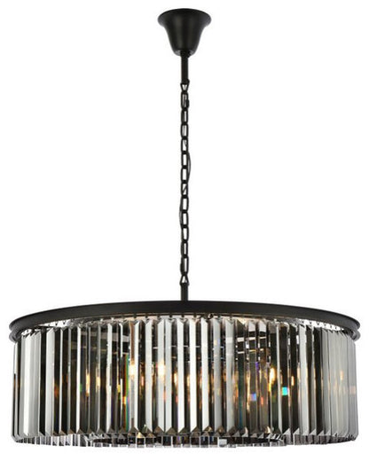 Elegant 1238G43MB-SS/RC Sydney 10-Light Matte Black Chandelier Silver ShadeBy Elegant Furniture & Lighting