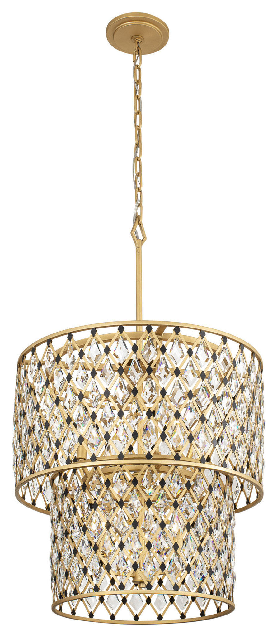 Windsor 7-Lt 2-Tier Crystal Chandelier - French Gold/Matte BlackBy Varaluz