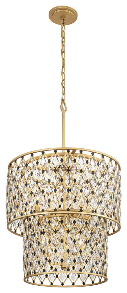 Windsor 7-Lt 2-Tier Crystal Chandelier - French Gold/Matte BlackBy Varaluz