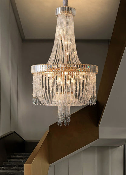 Modern loft crystal chandelier for living room, staircase, foyer., 33.5''By Miron Demid LLC