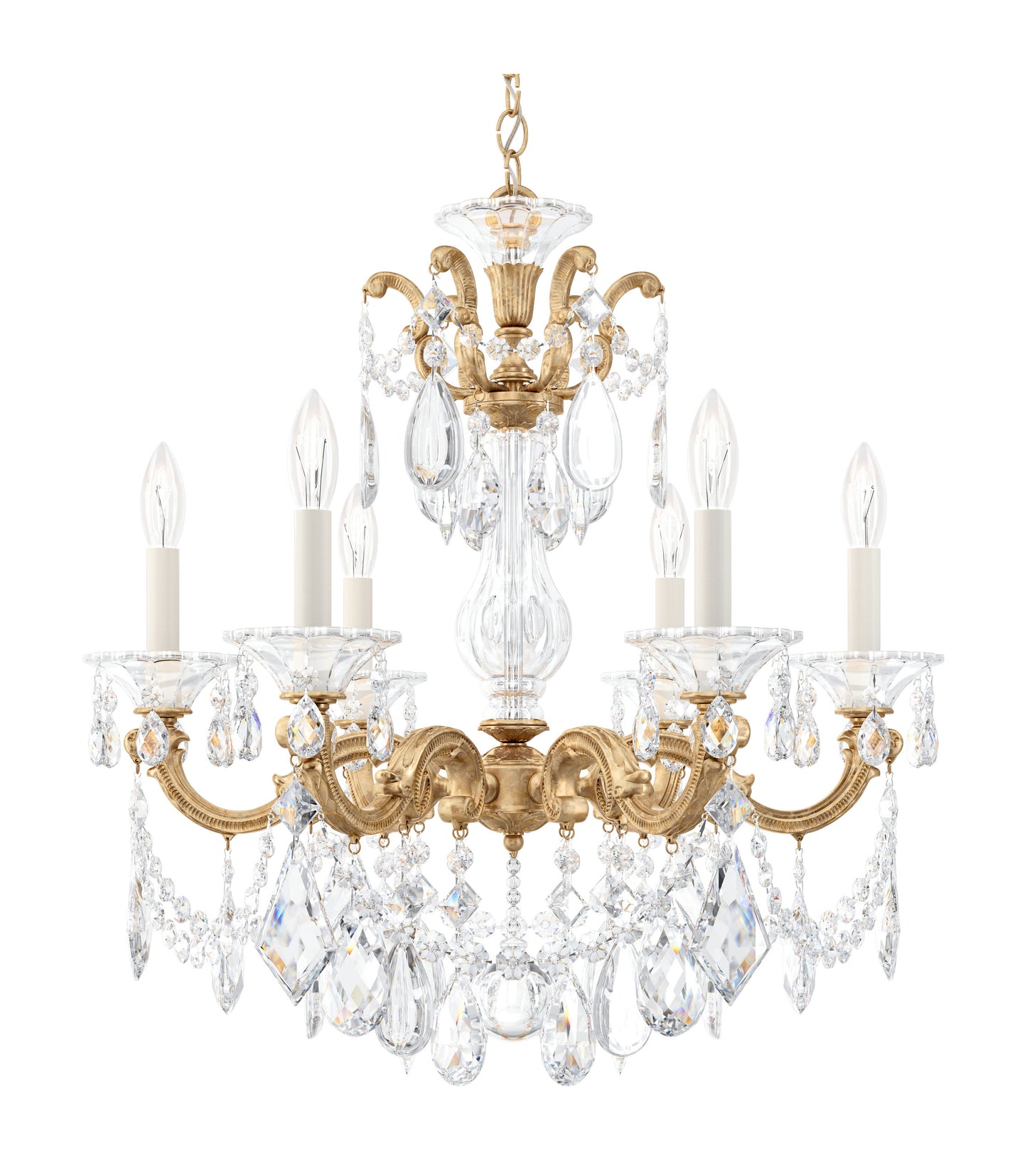 La Scala 6 Light Chandelier French Gold Clear Heritage CrystalBy Schonbek