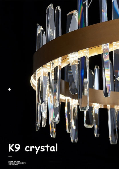 Jodoigne | Round Gold Crystal Chandelier for Dining Room, Dia39"By Miron Demid LLC