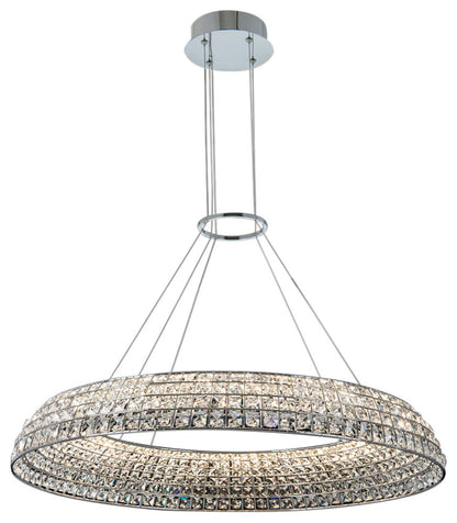 1 Light Contemporary Large Pendant by Allegri, Chrome, 5"By Allegri Crystal by Kalco Lighting
