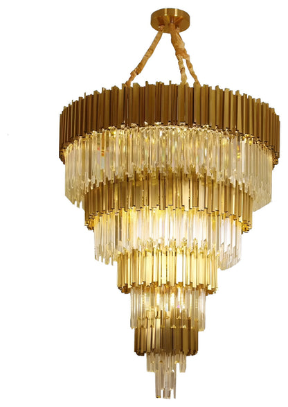 Beausoleil | Empire Gold Crystal Chandelier For Stairway, Dia 47.2'' 4 LayersBy Miron Demid LLC