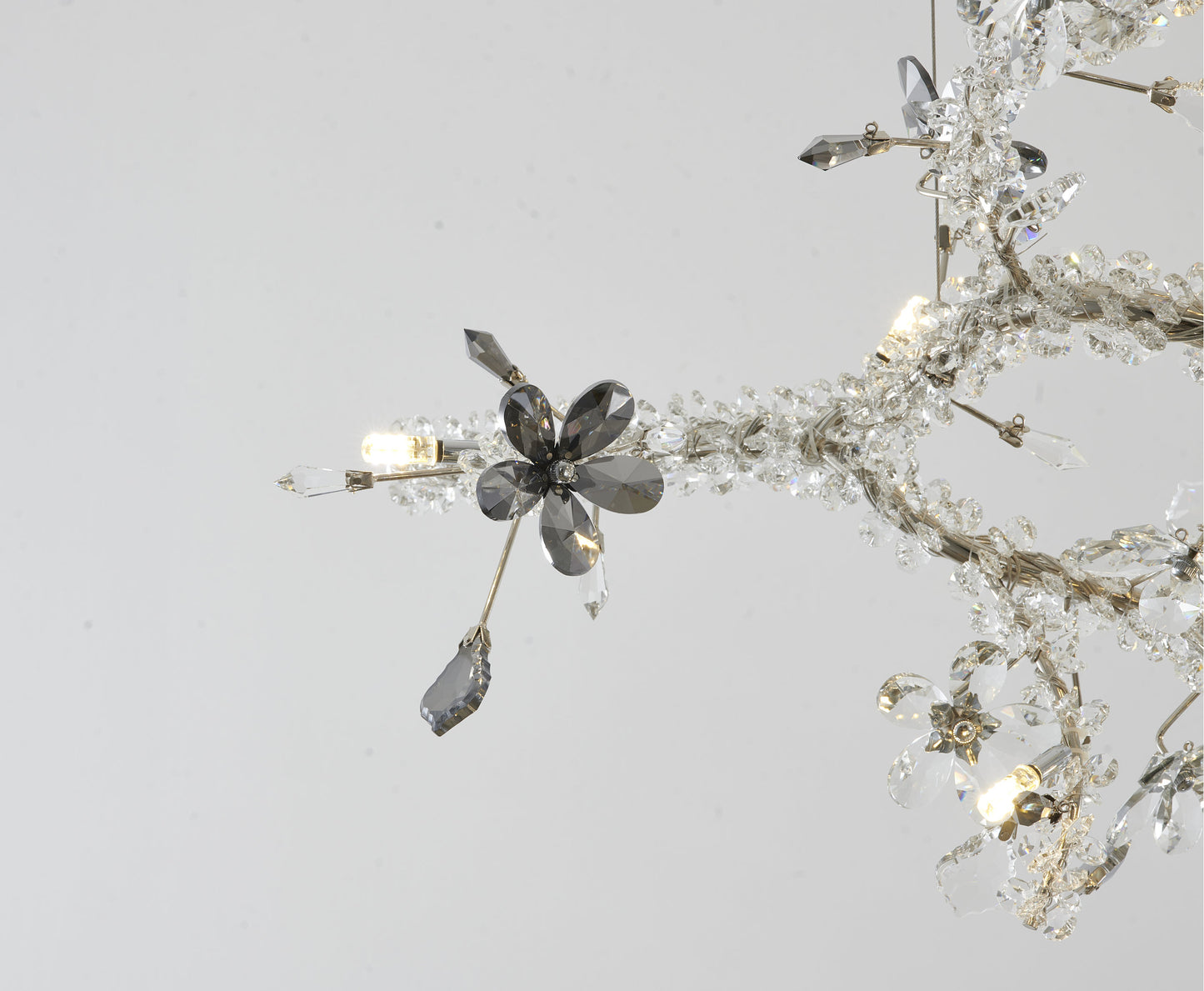 Smoke and Clear Crystal Branch Light Fixture With Clear Beaded Crystal BranchesBy Design Living