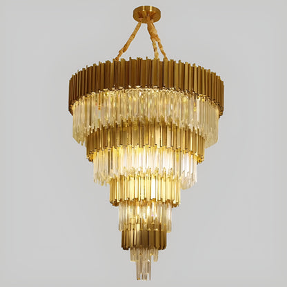Beausoleil | Empire Gold Crystal Chandelier For Stairway, Dia 47.2'' 4 LayersBy Miron Demid LLC