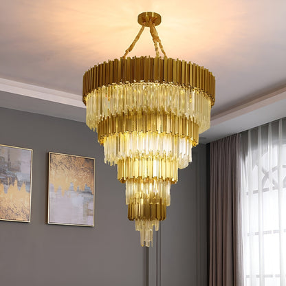 Beausoleil | Empire Gold Crystal Chandelier For Stairway, Dia 47.2'' 4 LayersBy Miron Demid LLC