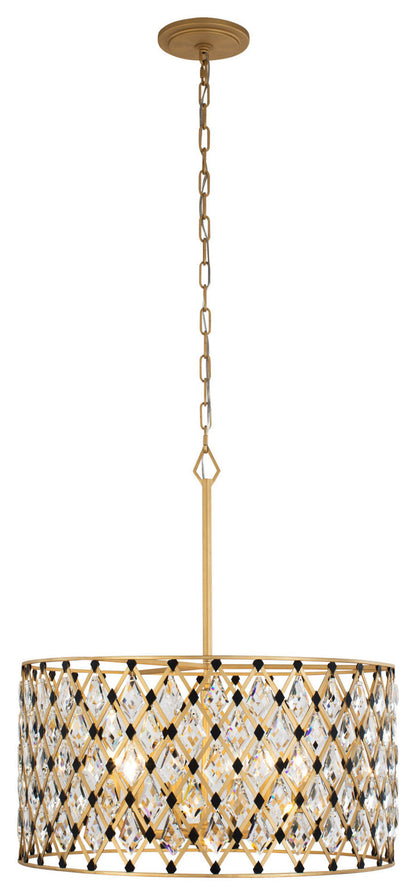 Windsor 6-Lt Crystal Pendant - French Gold/Matte BlackBy Varaluz