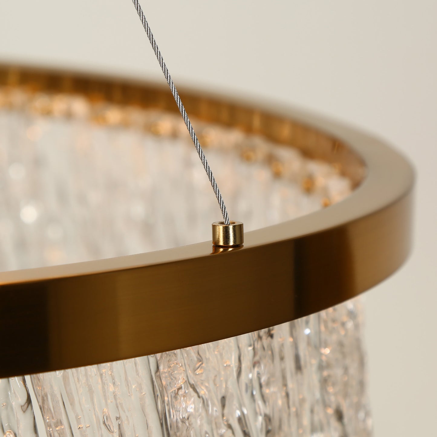 LNC Erinjenks 1-Light 31.5" Modern Textured Glass Chandelier LED, GoldBy LNC