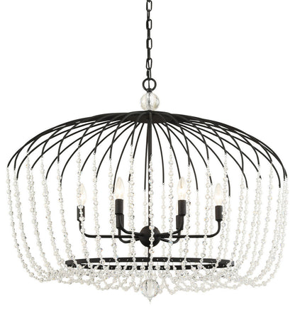 Varaluz 343N06 Voliere 6 Light 36"W Beaded Chandelier - Matte BlackBy Varaluz