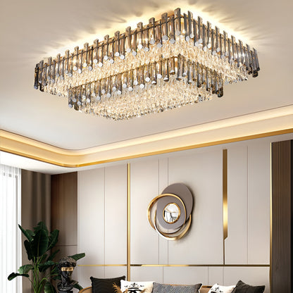 Acciano | Modern Rectangular Crystal LED Chandelier, L47.2xw27.5xh12.9", Warm LightBy Miron Demid LLC