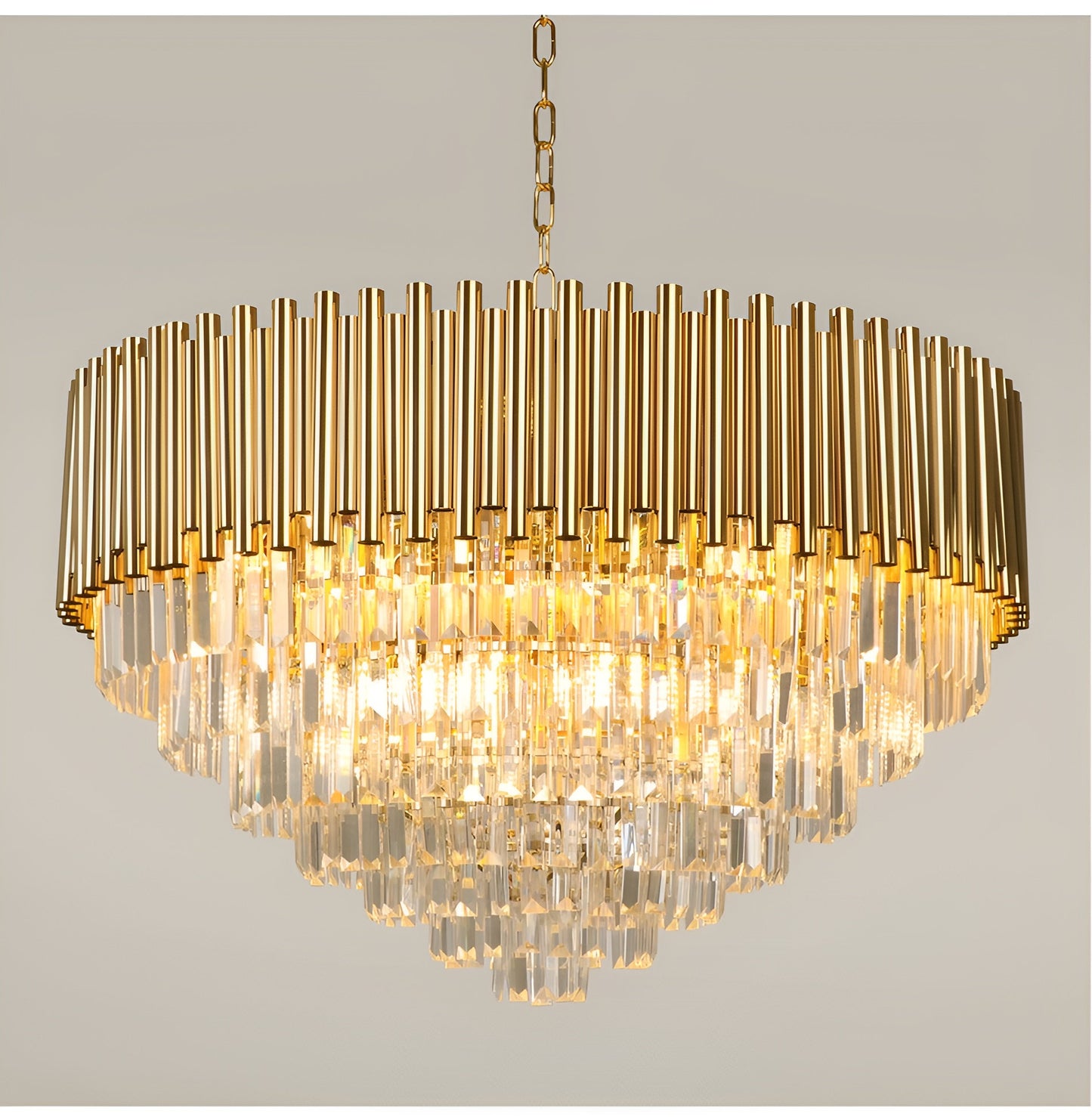 Cisano sul Neva | Majestic Gold Crystal Ceiling Chandelier, 23.6''By Miron Demid LLC