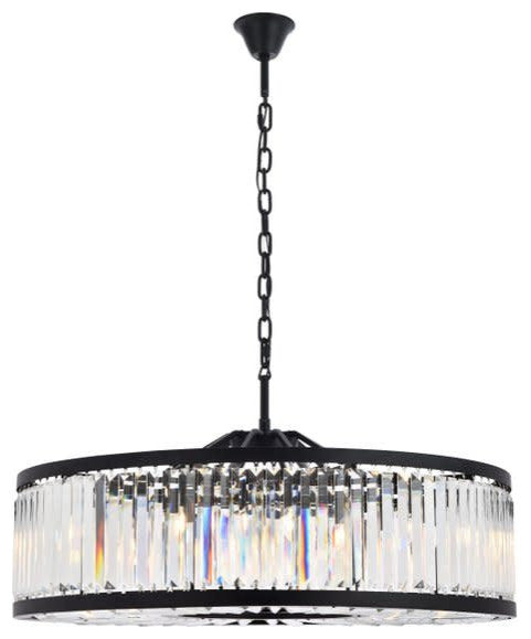 Elegant Lighting 1233G43/RC Chelsea 10 Light 44"W Crystal Drum - PolishedBy Elegant Furniture & Lighting