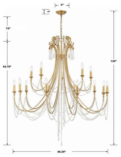 Crystorama arc-1919-sa-cl-mwp-xb-5524-BN Arcadia  15-Light 2-Tier ChandelierBy Crystorama Lighting