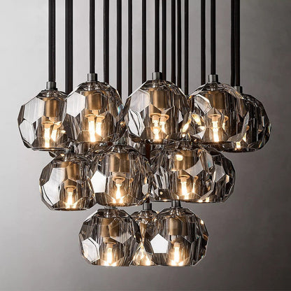 MIRODEMI? Consegudes | Round Grey LED Cut Crystal Ceiling Chandelier, Black Finish, 19 LightsBy Miron Demid LLC