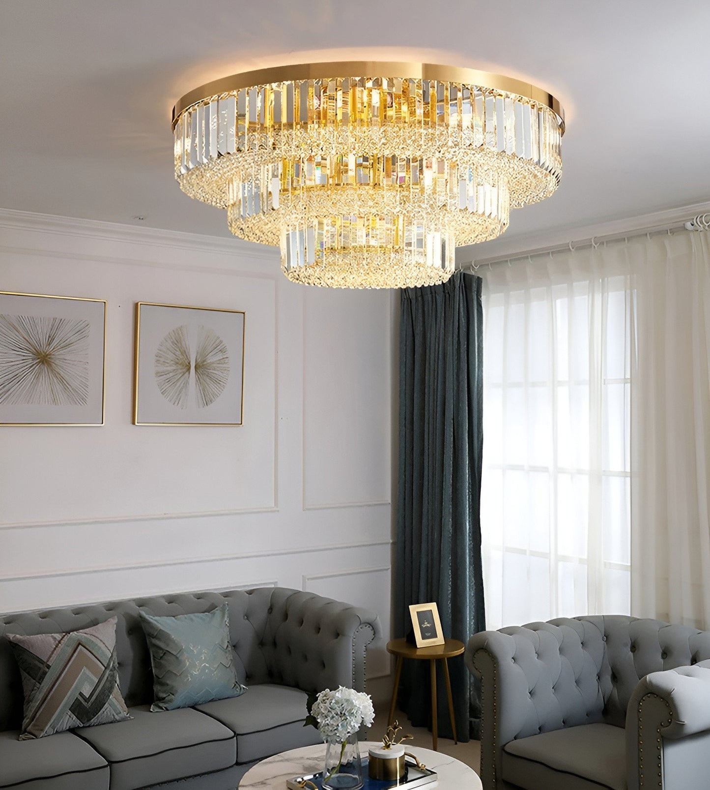 Affi | Contemporary crystal ceiling chandelier, 31.5"By Miron Demid LLC