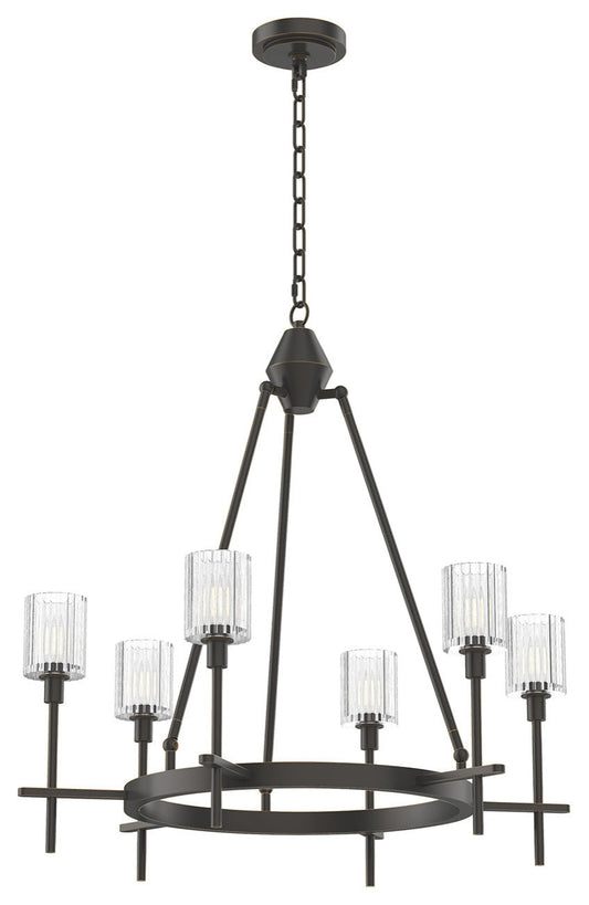 Salita Chandelier, Urban Bronze/Ribbed Crystal, 28.5"Dx29.5"HBy Kuzco Lighting LLC