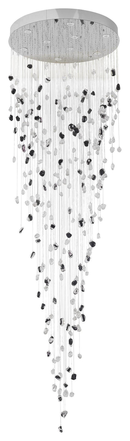 9-Light Chrome Chandelier With Amber And Clear Glass StonesBy Design Living