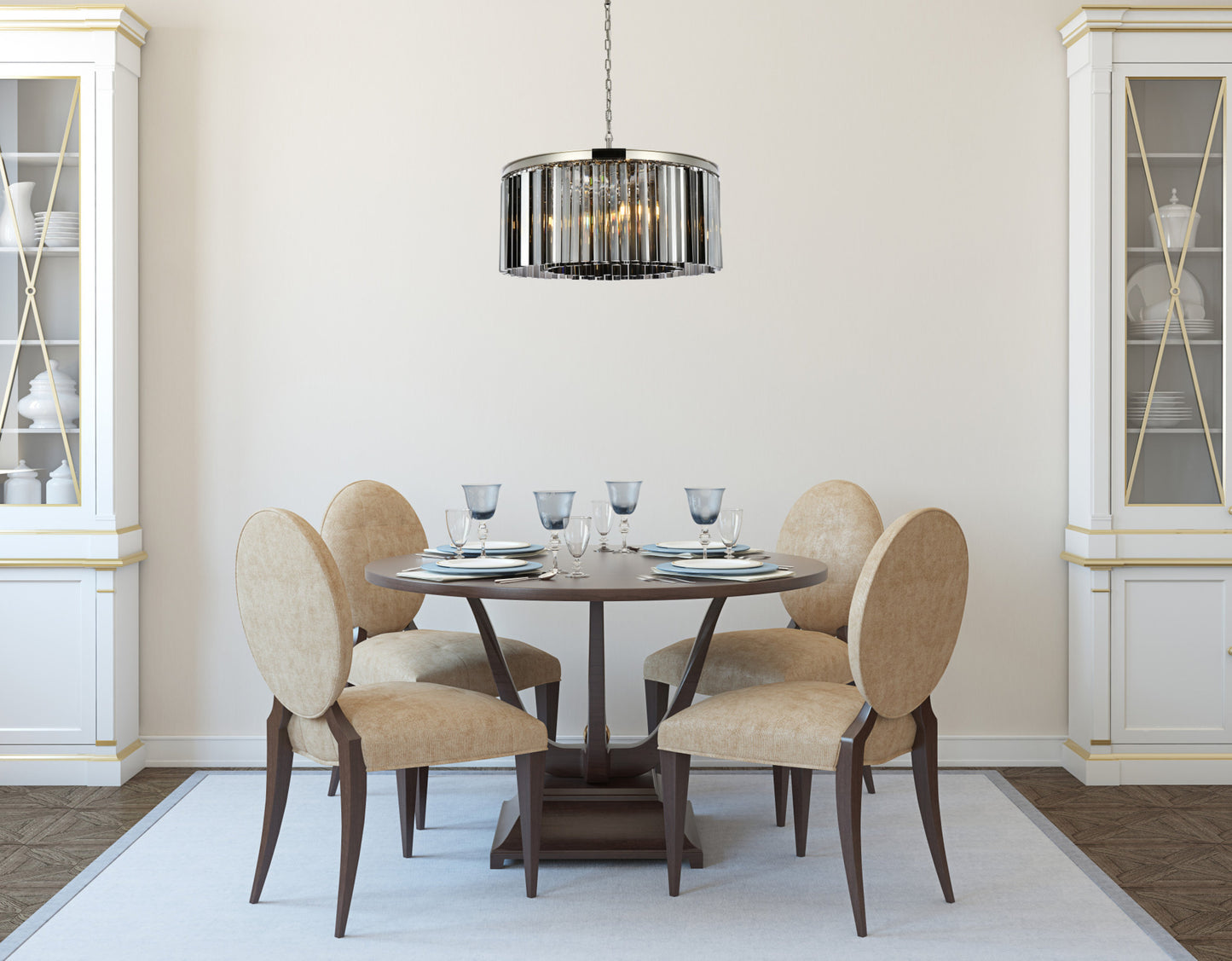 Elegant Lighting 1208D31-SS/RC Sydney 8 Light 32"W Crystal Drum - Matte BlackBy Elegant Furniture & Lighting