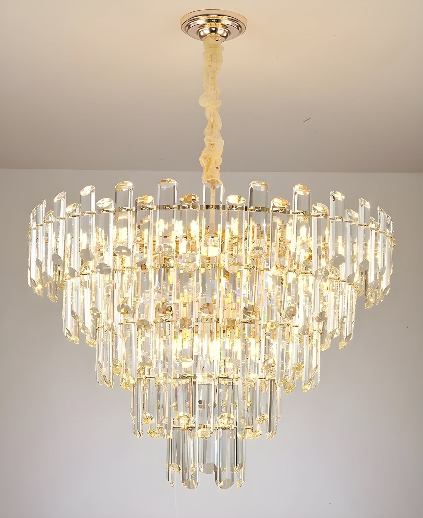 Amriswil | Contemporary Smoky Gray Chandelier for Living Room, Clear Crystal, 31.5''By Miron Demid LLC
