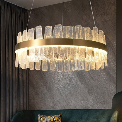 Kortrijk | Round Gold Glass Led Chandelier for Bedroom, Medium - Dia23.6" / 60cmBy Miron Demid LLC