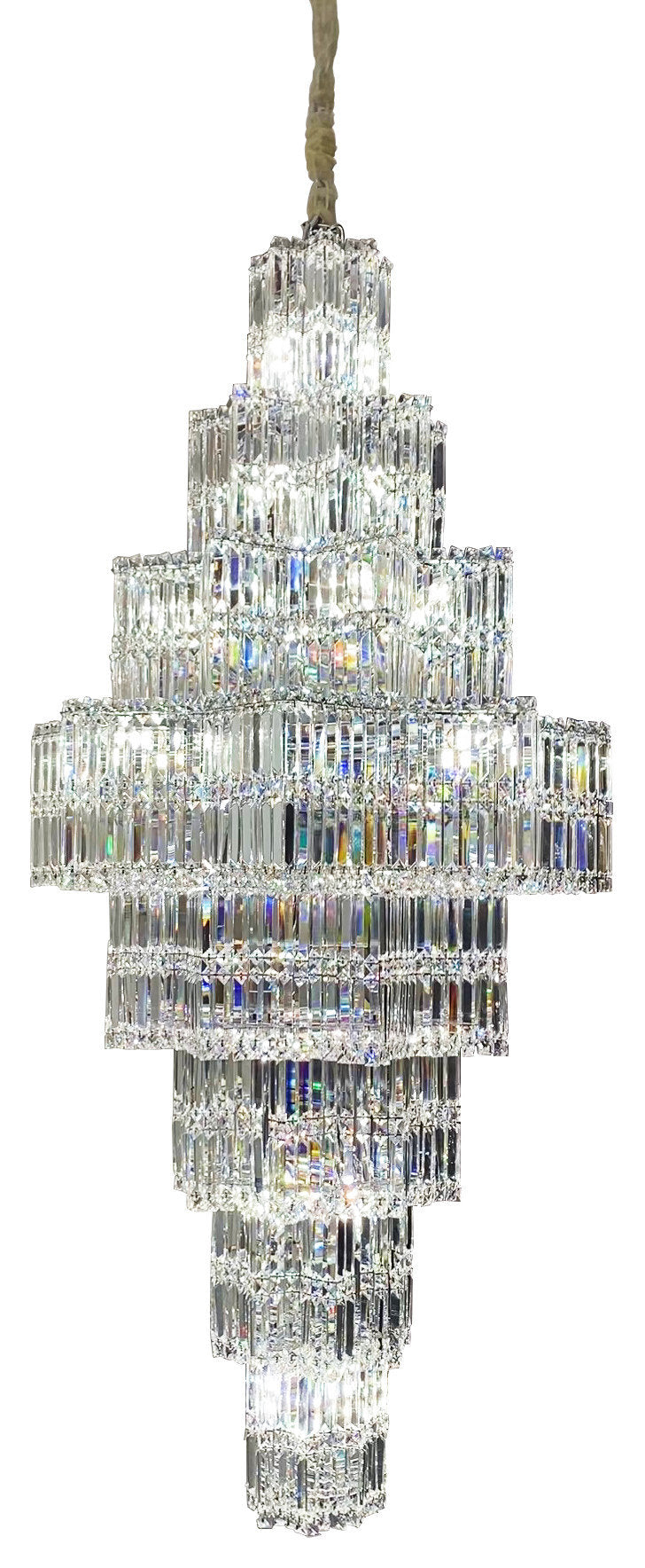 Luxury Extra Large Plaza Multi-Tier Crystal Chandelier, 39.4D"x70.9H"By LYFAIRS