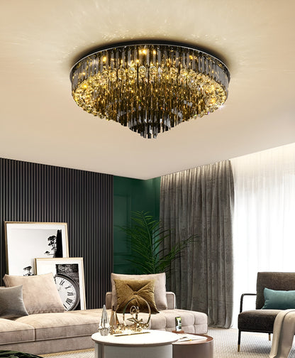 Africo | Round Modern Crystal Chandelier, 31.5"By Miron Demid LLC