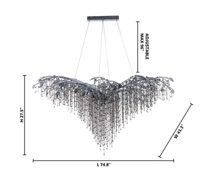 Gold Crystal Branch Chandelier With Champagne Crystals, SilverBy Design Living