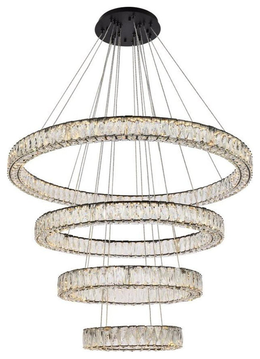 Monroe 4 Light Chandelier, BlackBy Elegant Furniture & Lighting
