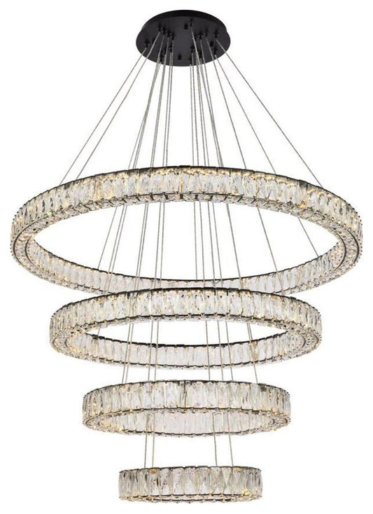 Monroe 4 Light Chandelier, BlackBy Elegant Furniture & Lighting