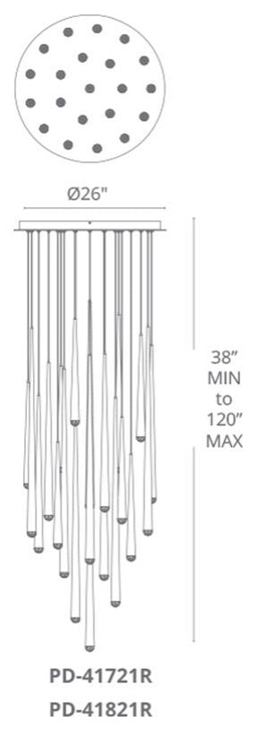 Modern Forms PD-41821R Cascade 21 Light 26"W LED Crystal Multi - Aged BrassBy Modern Forms