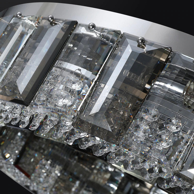 Loano | Modern Gorgeous Drum Ceiling Crystal Chandelier, 23.6"By Miron Demid LLC