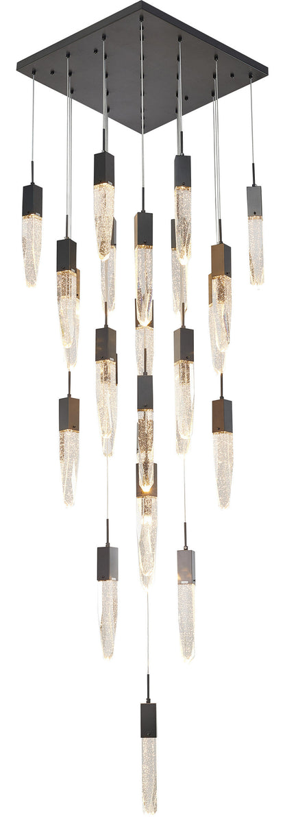 Black Multi-Tiered Linear Chandelier with Crystal Accents, Matte BlackBy Design Living