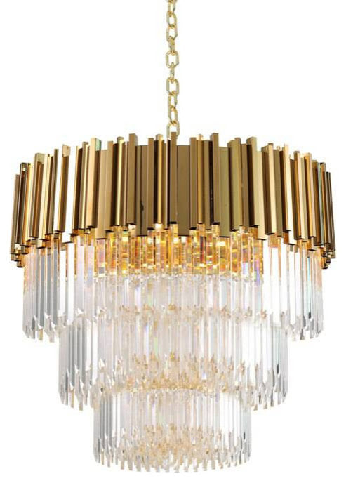 Gio 4-Tier Crystal Chandelier, 32"By Morsale.com